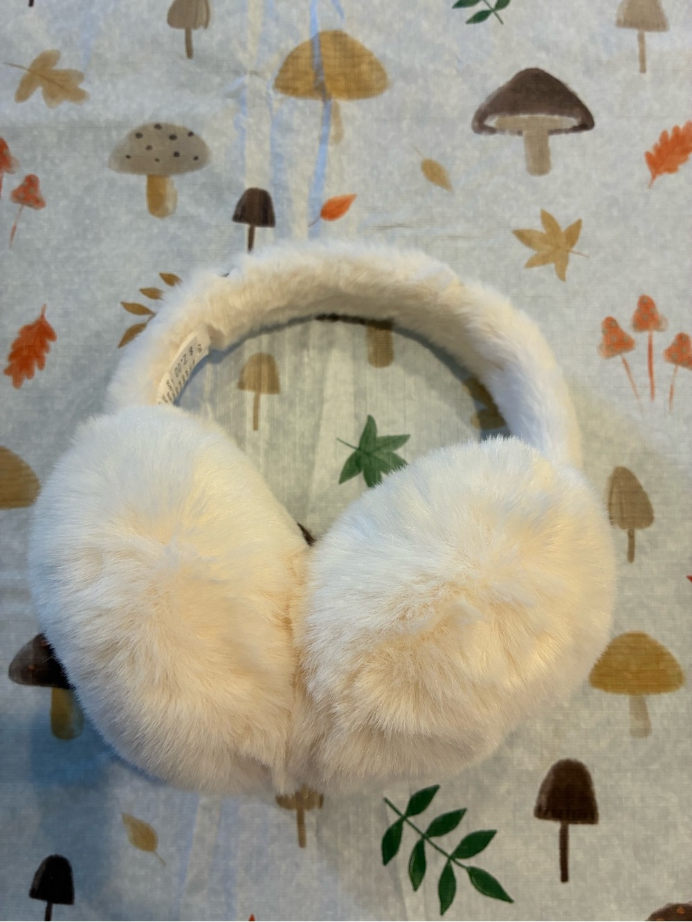 Ed Hardy Plush Cream Faux-Fur Earmuffs